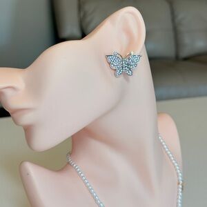 Elegant Silver Butterfly Stud Earrings